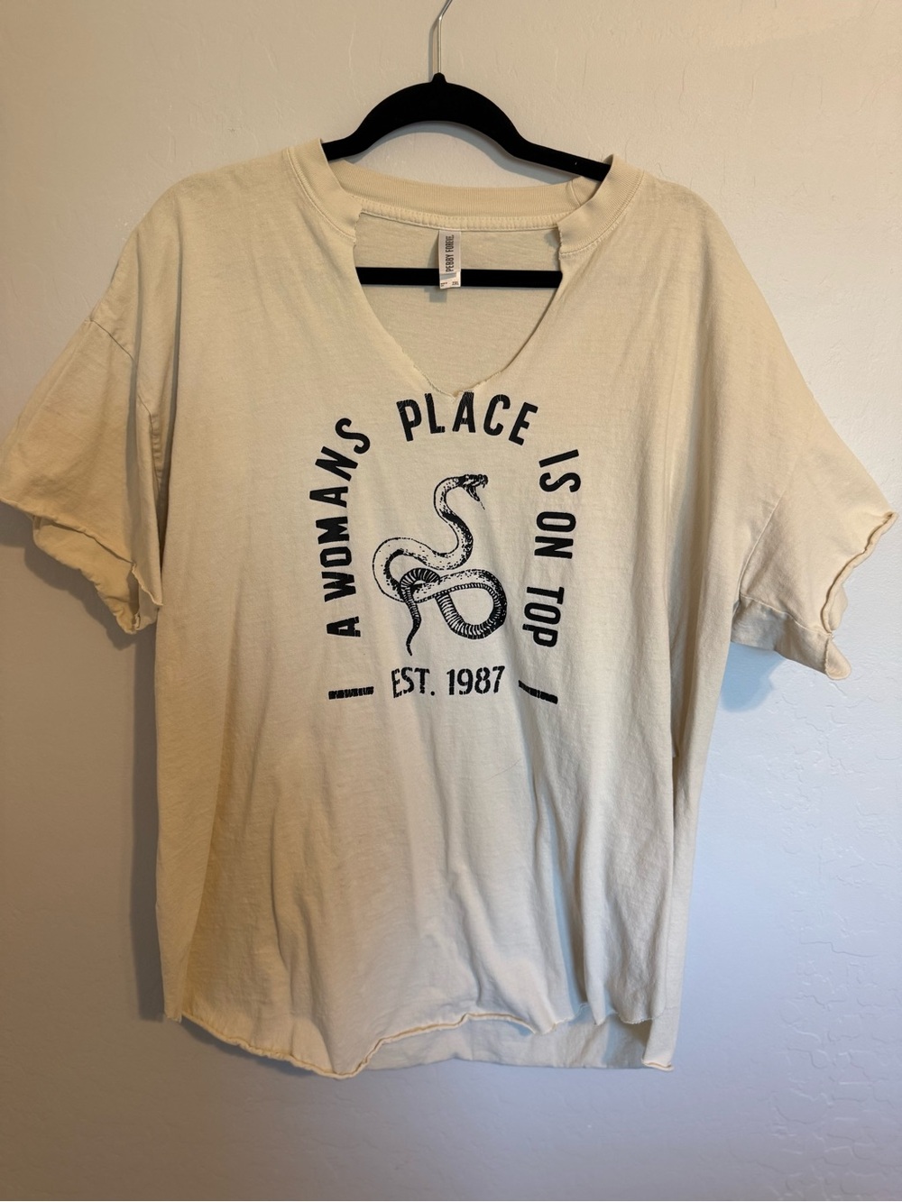 V-Neck Graphic Side Slit Tee